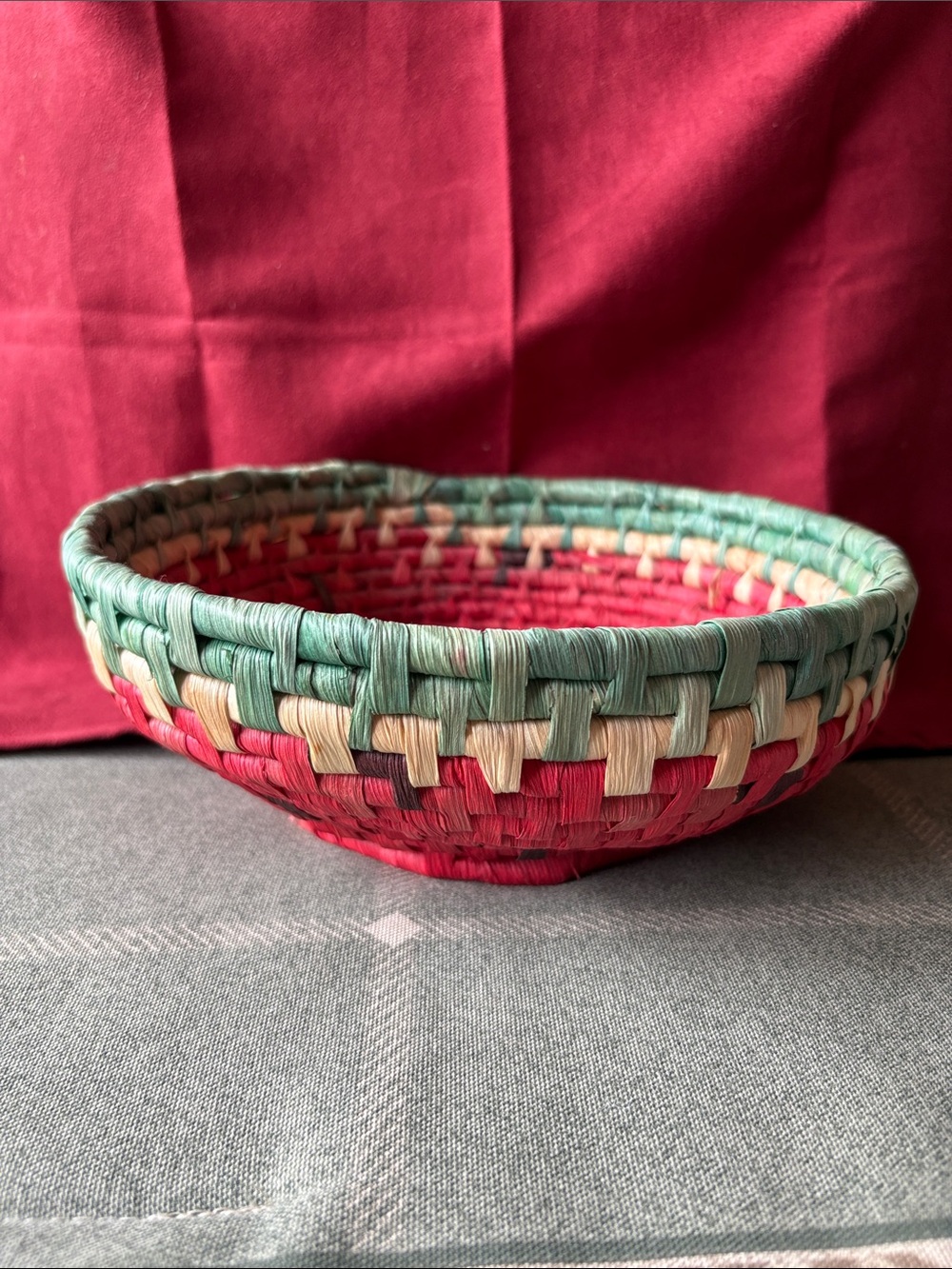 Watermelon handwoven  Red, Green & Cream Woven Decorative Basket-Home Accents